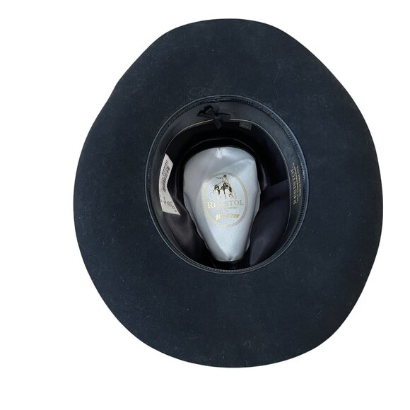 Resistol Hondo Cowboy Hat Size 7 1/2 2X Black Wool Silver Conchos Made In Texas - Picture 10 of 10